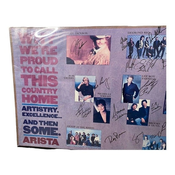 Vintage 1991 Country Singers Signed Poster Alan Jackson Broke & Dunn Diamond Rio - Picture 8 of 12